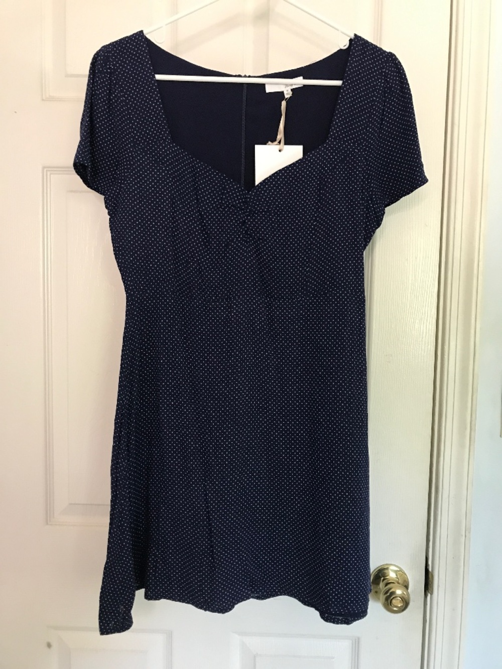 Honey Belle navy and white polka dot mini dress NWT
